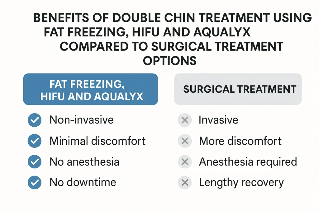 Graphic about the benefits of double chin treatment Minehead - from LA LIPO