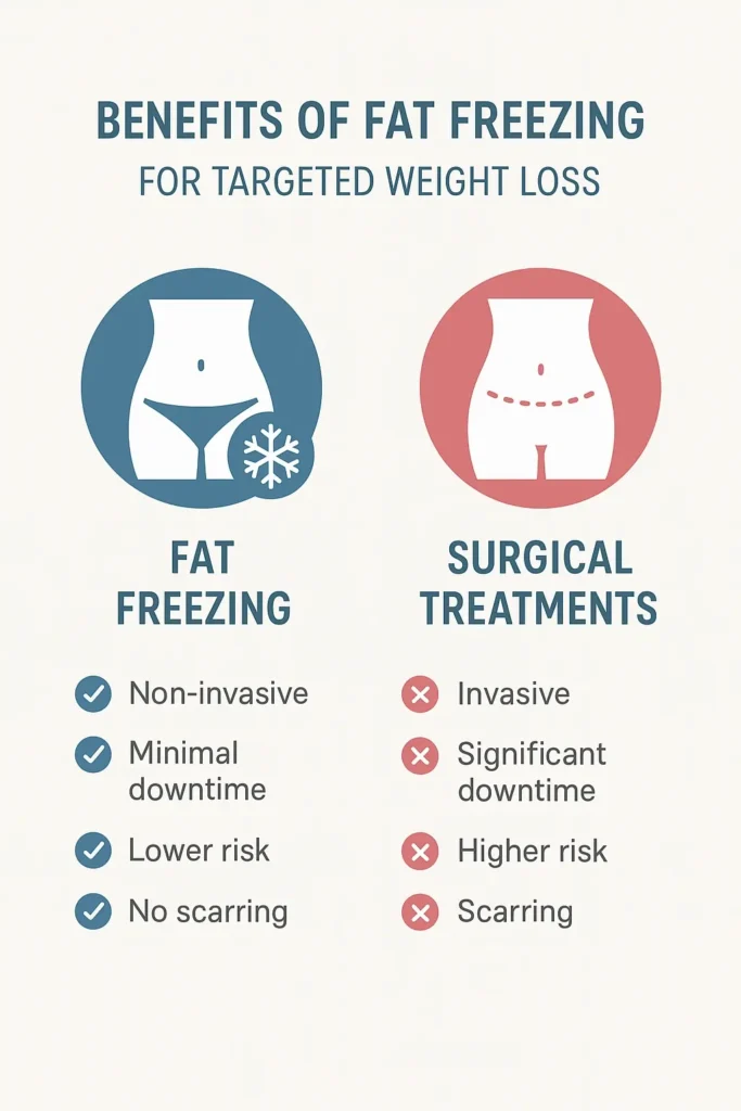 graphic showing the benefits of fat freezing Minehead
